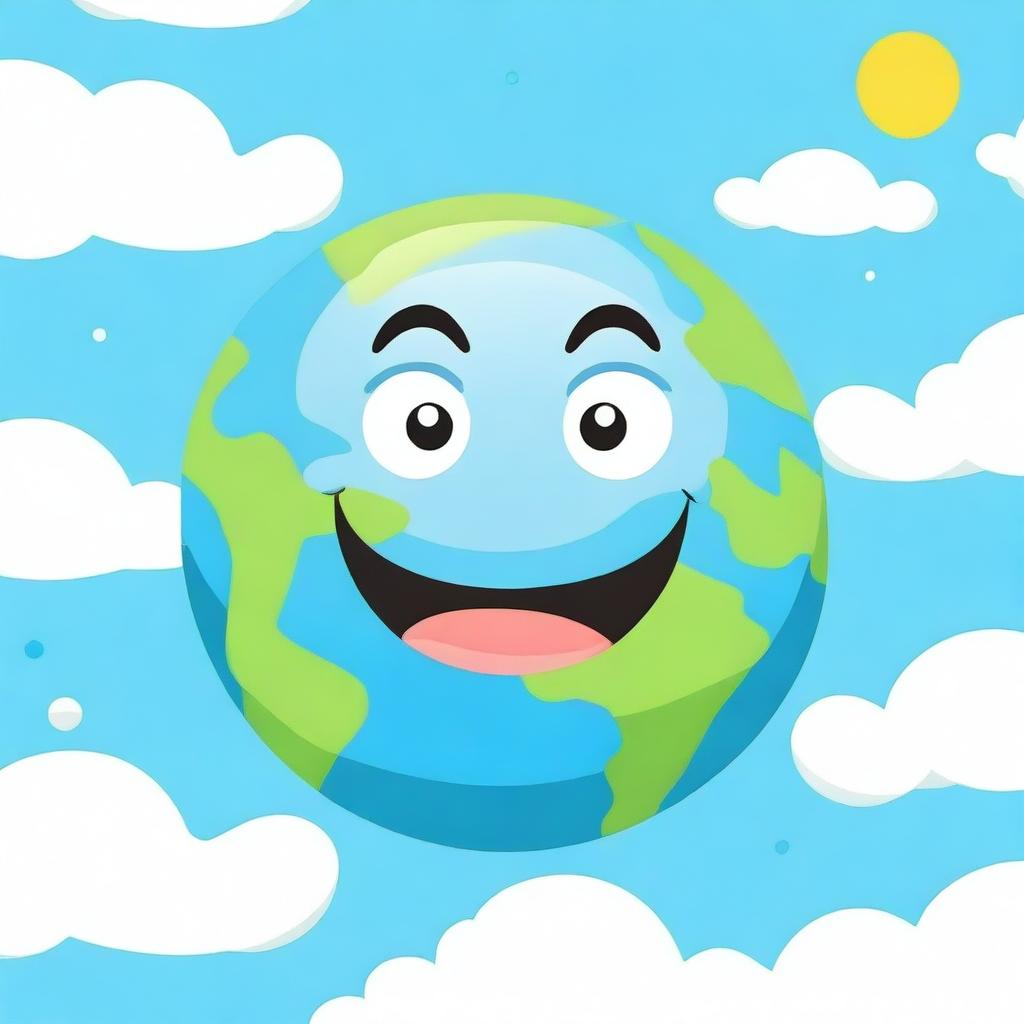 An animated illustration of Earth with a big, friendly smile