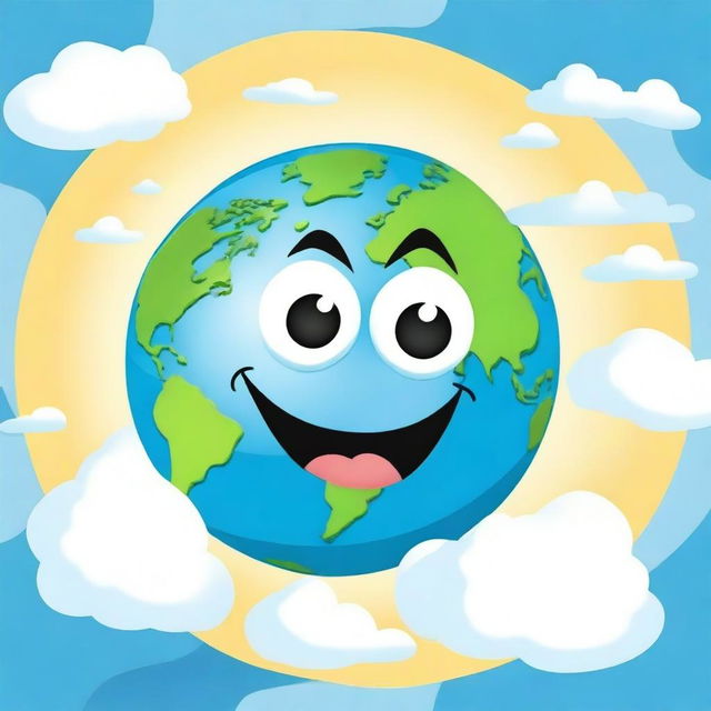 An animated illustration of Earth with a big, friendly smile