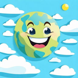 An animated illustration of Earth with a big, friendly smile