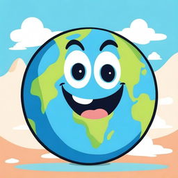 An animated illustration of Earth with a big, friendly smile