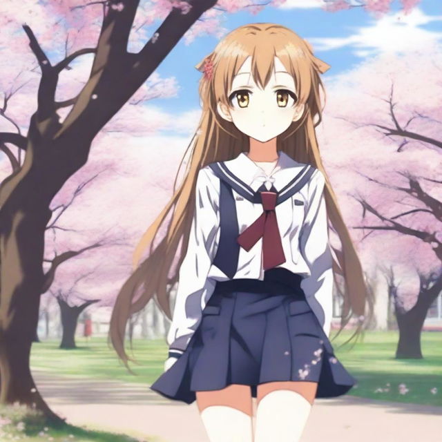 A full-body image of a cute anime girl with amber-colored eyes, looking enamored and sexy