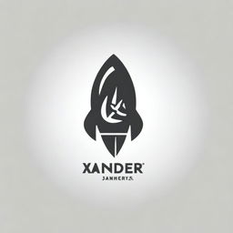 Create an image featuring a logo with the text 'XANDER' and a rocket