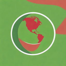 Create an image featuring a logo with the Earth and incorporating the colors green and red