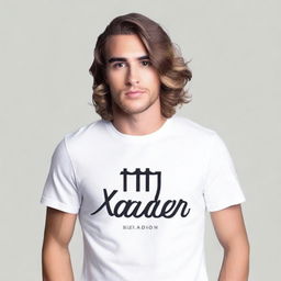 Create an image featuring a T-shirt brand logo with the text 'XANDER'