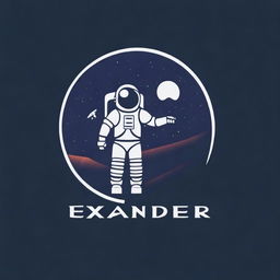 Create an image featuring a brand logo with the text 'XANDER' and elements of an astronaut and the moon