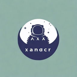 Create an image featuring a brand logo with the text 'XANDER' and elements of an astronaut and the moon