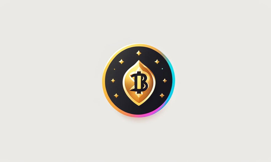 A modern and sophisticated logo for an NFT project featuring a stylized golden coin with a vibrant neon pattern on a deep black background.