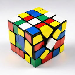 A colorful Rubik's Cube with all its sides scrambled, placed on a plain white background