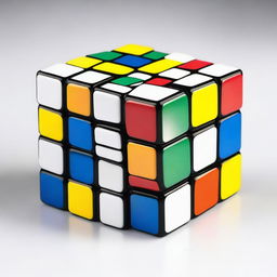 A colorful Rubik's Cube with all its sides scrambled, placed on a plain white background