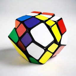 A colorful Rubik's Cube with all its sides scrambled, placed on a plain white background