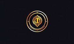 A modern and sophisticated logo for an NFT project featuring a stylized golden coin with a vibrant neon pattern on a deep black background.