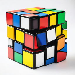 A colorful Rubik's Cube with all its sides scrambled, placed on a plain white background