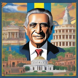 Create a detailed and vibrant image depicting the story of the richest president in Latin America