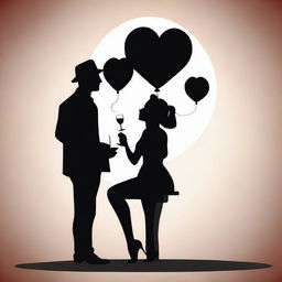 Create a cartoon-style image of a man and a woman silhouette in a conversation