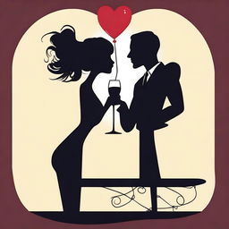 Create a cartoon-style image of a man and a woman silhouette in a conversation