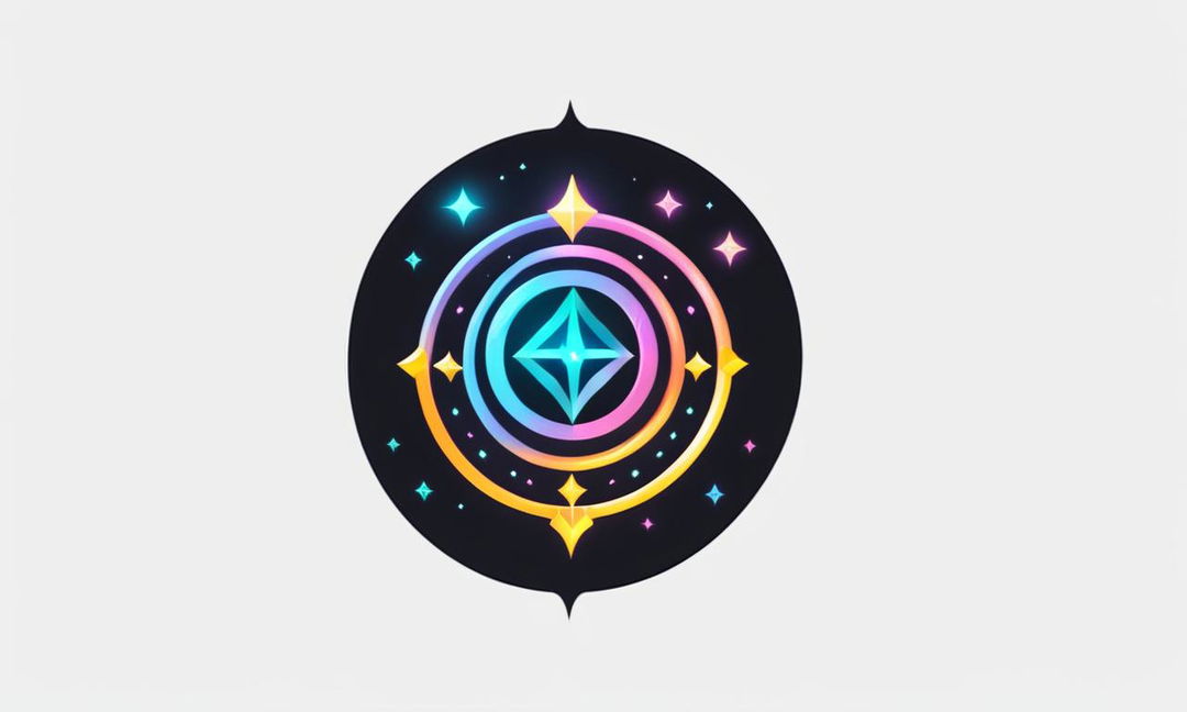 A Final Fantasy-themed logo for an NFT project featuring a stylized Materia orb with a vibrant neon pattern on a deep black background.