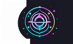 A Final Fantasy-themed logo for an NFT project featuring a stylized Materia orb with a vibrant neon pattern on a deep black background.