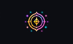 A Final Fantasy-themed logo for an NFT project featuring a stylized Materia orb with a vibrant neon pattern on a deep black background.