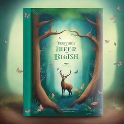 Create a captivating book cover featuring an enchanted forest with mystical creatures