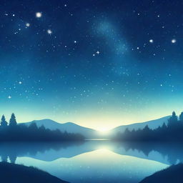 A serene sky blue starry night with twinkling stars scattered across the sky