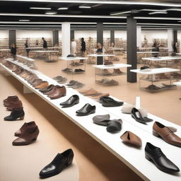 A dynamic and engaging scene depicting a successful shoe company