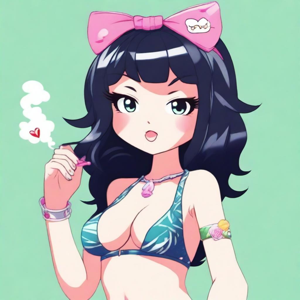 A detailed image of a character named Hella, who resembles Hello Kitty but with a twist