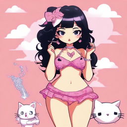 A detailed image of a character named Hella, who resembles Hello Kitty but with a twist