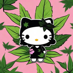 A stylized image of Hello Kitty with black hair