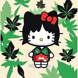 A stylized image of Hello Kitty with black hair