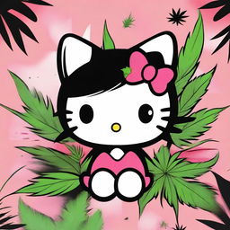 A stylized image of Hello Kitty with black hair