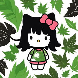 A stylized image of Hello Kitty with black hair