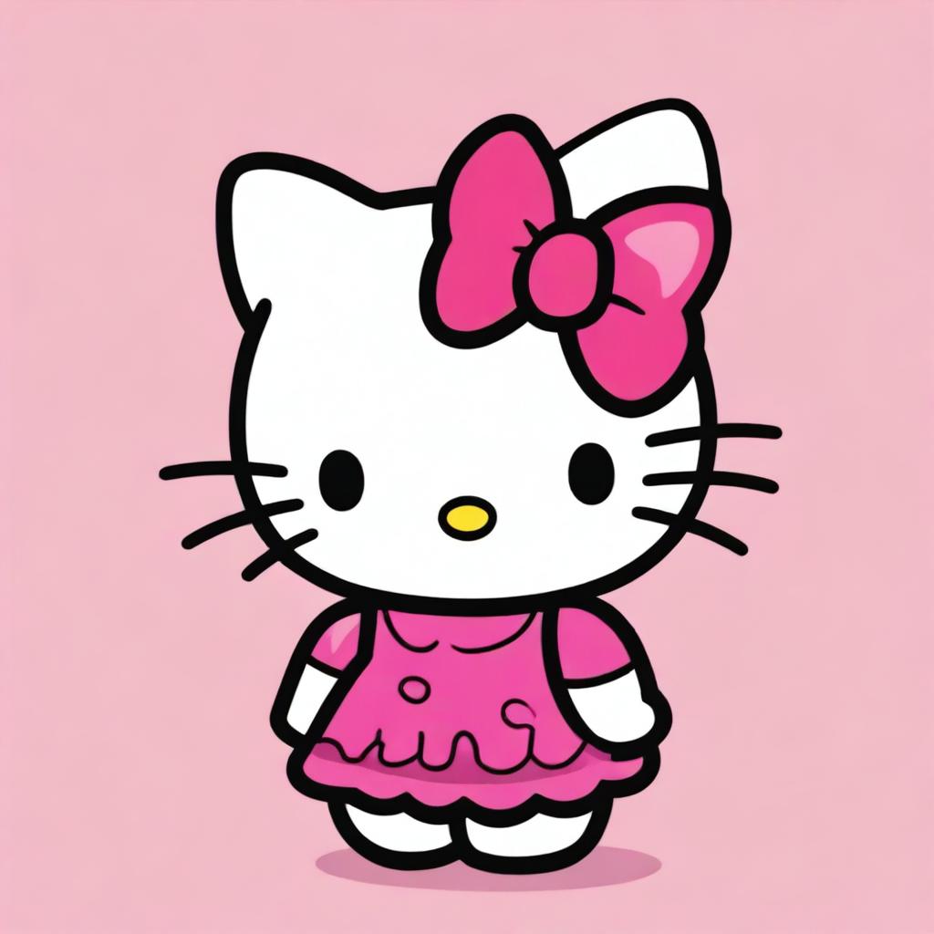 A depiction of Hello Kitty with exaggerated features, including large breasts