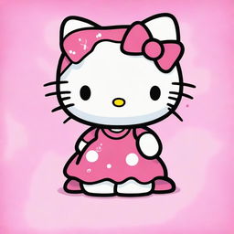 A depiction of Hello Kitty with exaggerated features, including an unrealistic and cartoonish representation of breasts