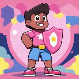 Create an image featuring Steven Universe, the main character from the animated series 'Steven Universe,' in a vibrant and colorful setting