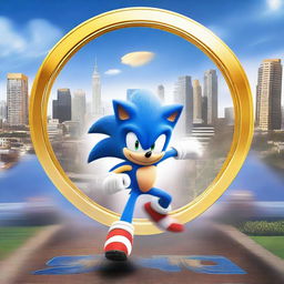 A vibrant and action-packed movie poster featuring Sonic the Hedgehog