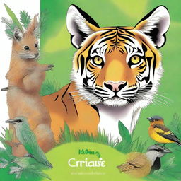 Crie uma capa de livro de colorir para crianças com desenhos de animais