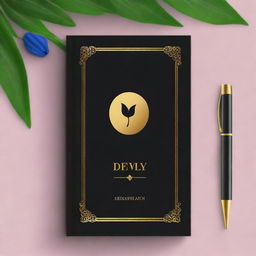 Create a black book cover with the title 'DEV' prominently displayed