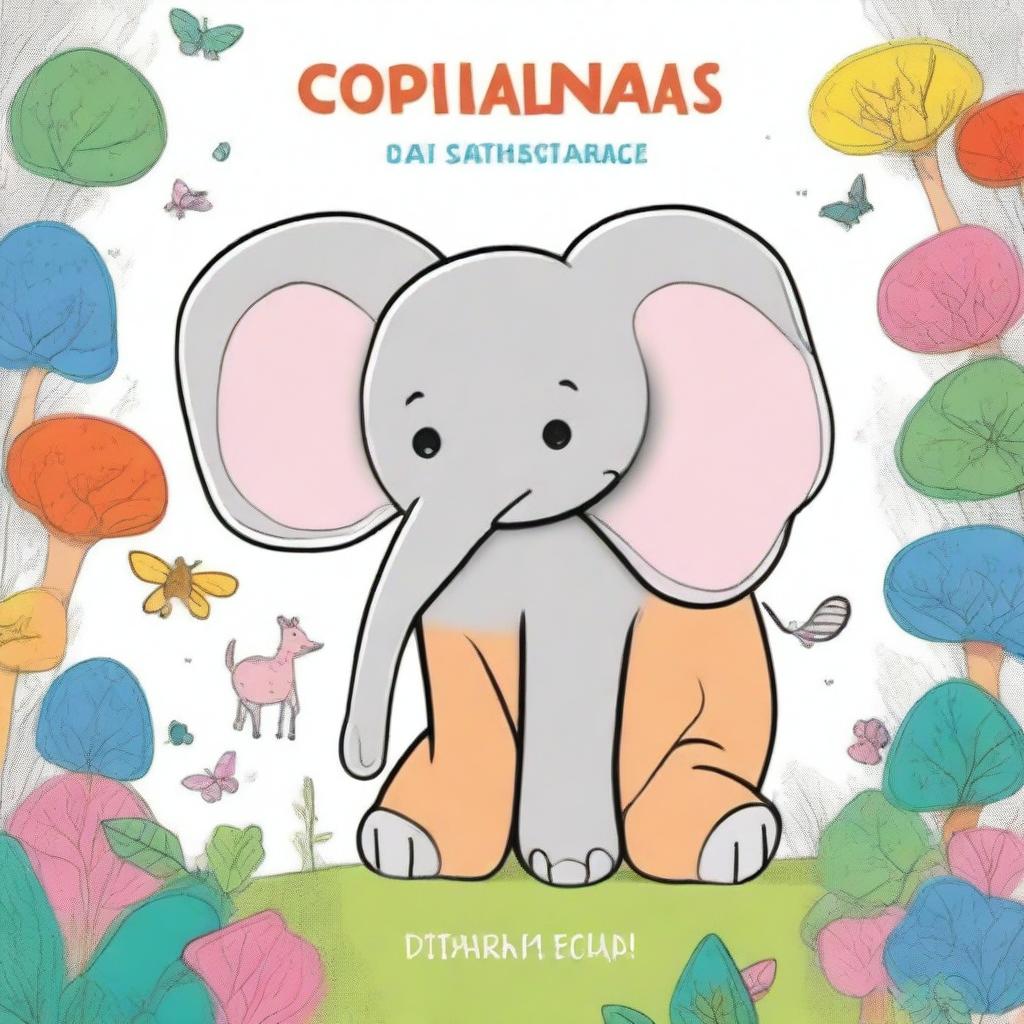 Crie uma capa para um livro infantil de colorir que apresenta vários animais