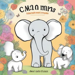 Crie uma capa para um livro infantil de colorir que apresenta vários animais