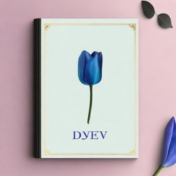 A black book cover with the title 'Dev' in elegant font, featuring a blue tulip symbol at the center