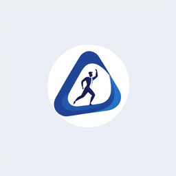 A unique logo with geometric shapes in royal blue and white colors, featuring an abstract figure in motion and the letter 'A' in sleek modern text.