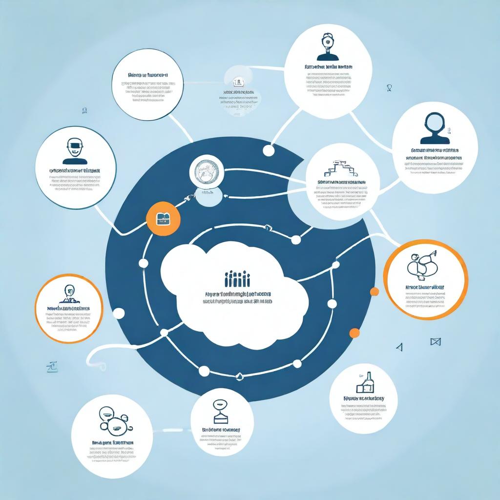 Create an illustration of a mind map with a central figure at the center