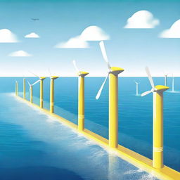 A detailed illustration showcasing tidal energy generation