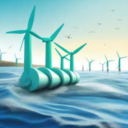 A detailed illustration showcasing tidal energy generation