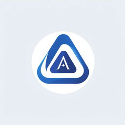 An abstract logo with geometric shapes in royal blue and white colors, featuring an abstract figure in motion and the letter 'A' in sleek modern text.