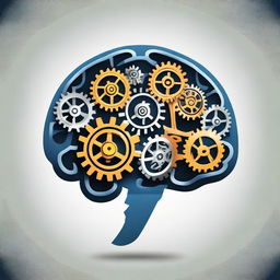 A detailed illustration of a human brain with gears turning inside it, symbolizing strategic thinking, problem-solving, and mental agility