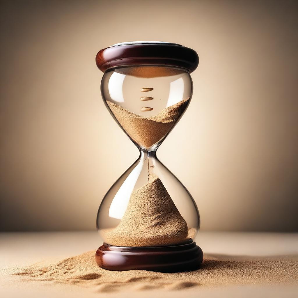 An hourglass with the sand forming a lightbulb as it flows down, symbolizing the effective use of time leading to brilliant ideas and innovation