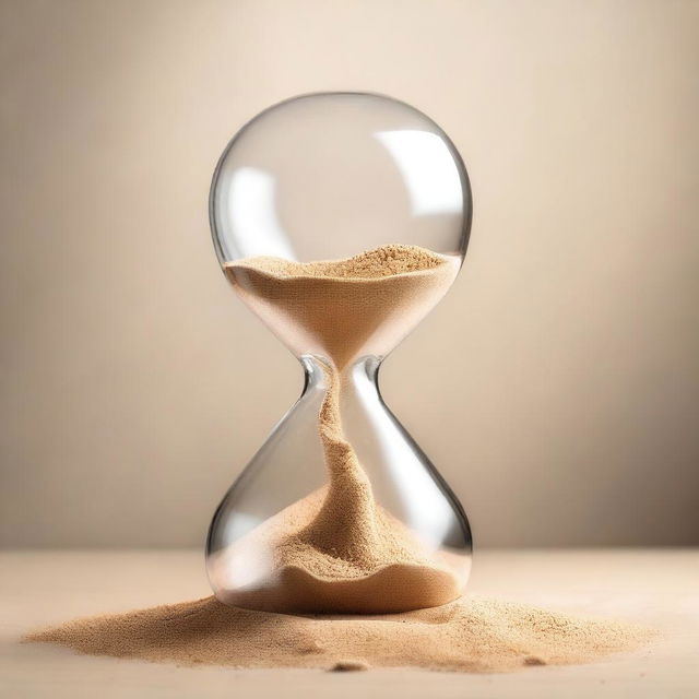 An hourglass with the sand forming a lightbulb as it flows down, symbolizing the effective use of time leading to brilliant ideas and innovation