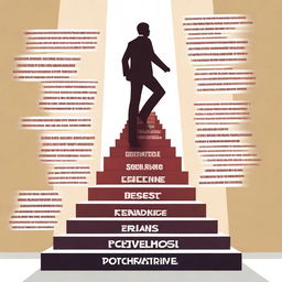 A dynamic image of a person ascending a staircase