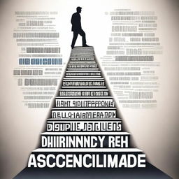 A dynamic image of a person ascending a staircase, each step labeled with words like Focus, Discipline, Goal, Growth, and Achievement